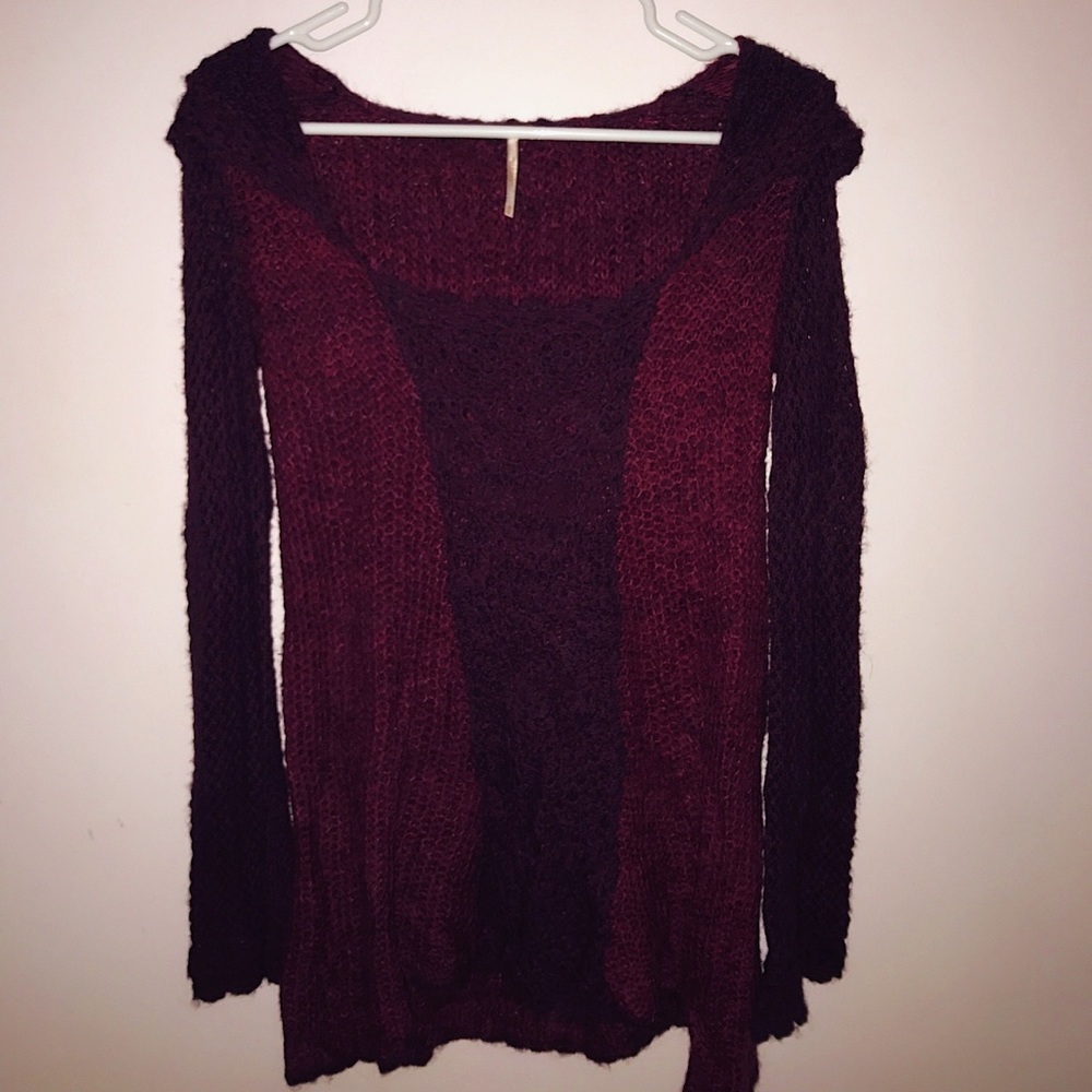 Red Knit FREE PEOPLE Sweater!! Very Cute!!!